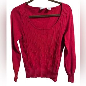 Red WR Silk Blend Textured Top Long Sleeve Women’s L (Fits S–M)